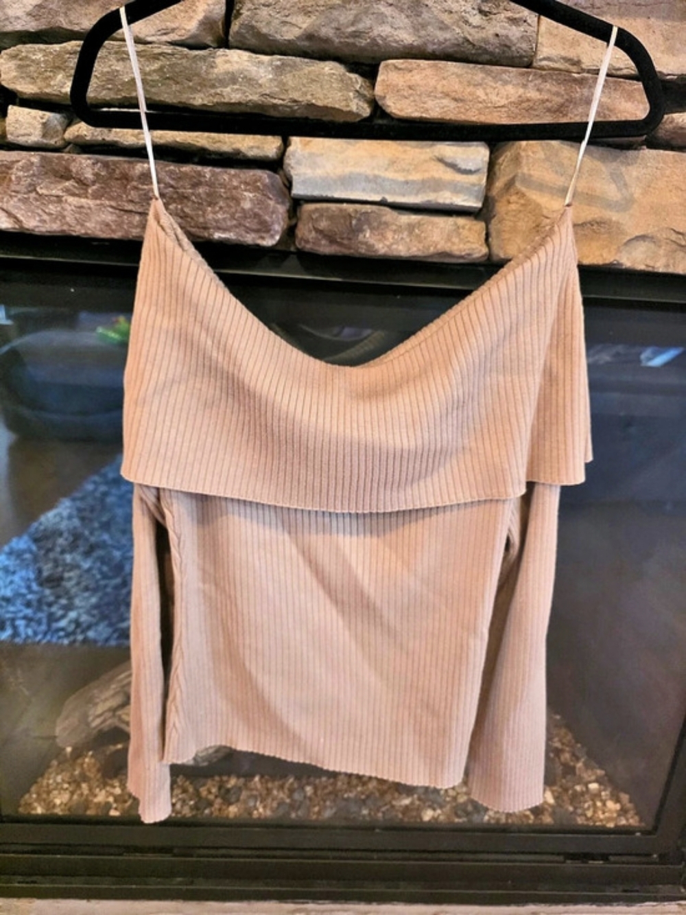 Brunette the Label Elle Rib Knit Off The Shoulder Knit Sweater Off-the-Shoulder